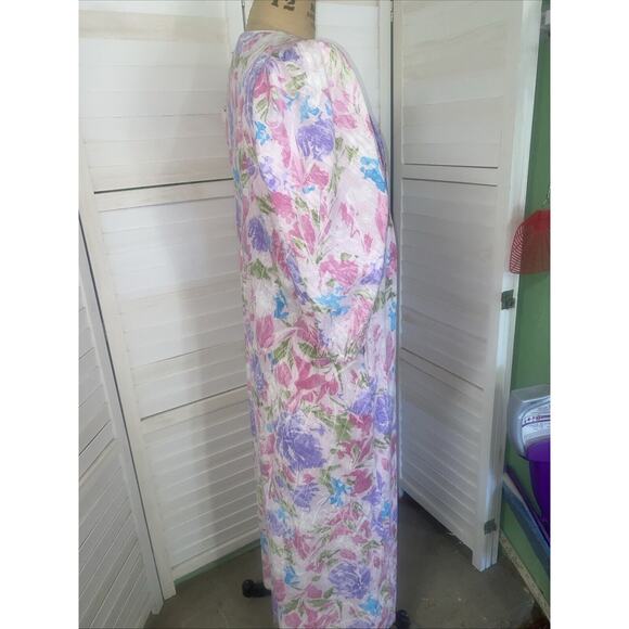 Vintage 70 David Brown California Half Zip House Coat Mumu Dress Sz Small Floral - Picture 6 of 10